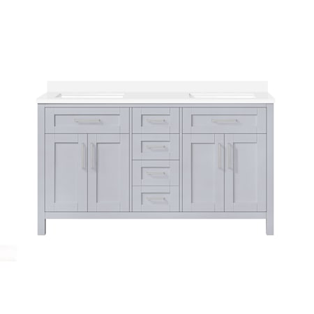 Ove Decors Tahoe 60" Free Standing Double Basin Vanity Set with Cabinet and Vanity Top Dove Grey / Engineered Quartz