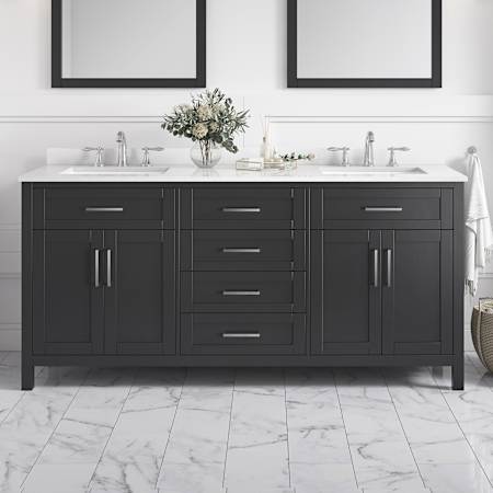 Ove Decors Tahoe 72" Free Standing Double Basin Vanity Set with Cabinet and Cultured Marble Vanity Top Dark Espresso / Cultured Marble Top