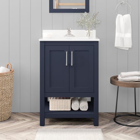 Ove Decors Vegas 24" Free Standing Single Basin Vanity Set with Cabinet and Cultured Marble Vanity Top Midnight Blue / Cultured Marble Top