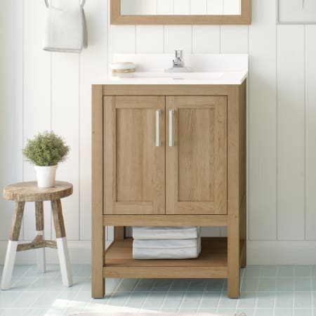 Ove Decors Vegas 24" Free Standing Single Basin Vanity Set with Cabinet and Cultured Marble Vanity Top White Oak / Cultured Marble Top