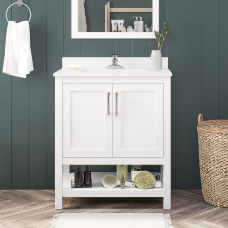 Ove Decors Vegas 30" Free Standing Single Basin Vanity Set with Cabinet and Cultured Marble Vanity Top White / Cultured Marble Top