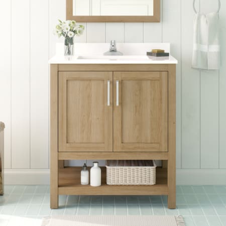 Ove Decors Vegas 30" Free Standing Single Basin Vanity Set with Cabinet and Cultured Marble Vanity Top White Oak / Cultured Marble Top