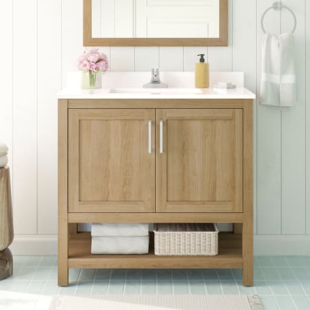 Ove Decors Vegas 36" Free Standing Single Basin Vanity Set with Cabinet and Cultured Marble Vanity Top White Oak / Cultured Marble Top
