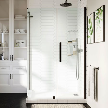 Ove Decors Endless 72" High x 59-13/16" Wide x 30-1/2" Deep Hinged Semi Frameless Shower Enclosure with Clear Glass Oil Rubbed Bronze