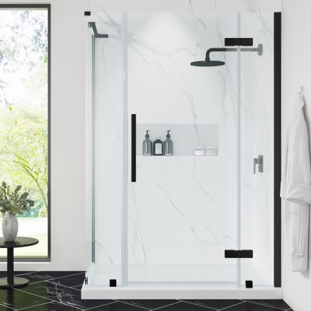 Ove Decors Endless 72" High x 48" Wide x 32" Deep Hinged Semi Frameless Shower Enclosure with Clear Glass Black