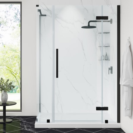 Ove Decors Endless 72" High x 48" Wide x 32" Deep Hinged Semi Frameless Shower Enclosure with Clear Glass Black