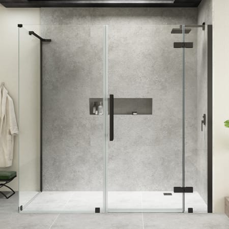 Ove Decors Endless 72" High x 68-1/8" Wide x 30-3/16" Deep Hinged Semi Frameless Shower Enclosure with Clear Glass Black