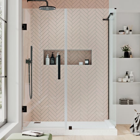 Ove Decors Endless 72" High x 53-1/8" Wide x 32-13/16" Deep Hinged Semi Frameless Shower Enclosure with Clear Glass Oil Rubbed Bronze