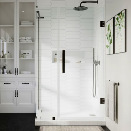 Ove Decors Endless 72" High x 43-7/8" Wide x 30-13/16" Deep Hinged Semi Frameless Shower Enclosure with Clear Glass Oil Rubbed Bronze
