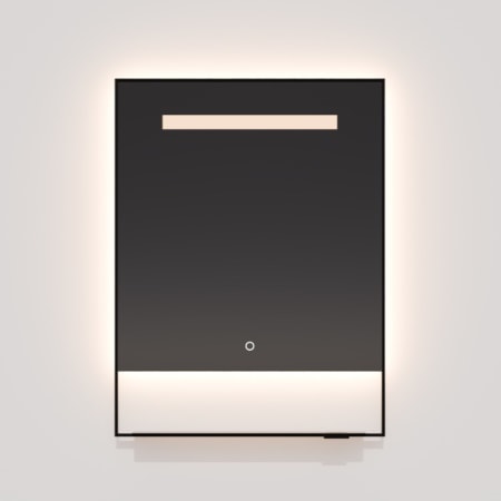 Oxygen Lighting Castore 32" W x 32" H Modern Rectangular Aluminum Framed Bathroom Wall Mirror with LED Lighting Black