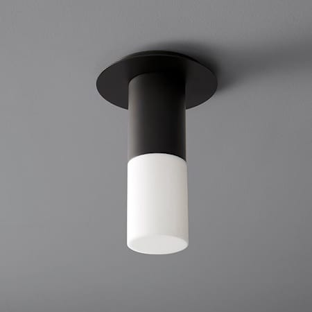 Oxygen Lighting Pilar Single Light 9" Tall Integrated LED Flush Mount Ceiling Fixture Black / Matte Opal Glass