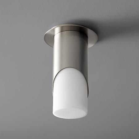 Oxygen Lighting Ellipse Single Light 6" Wide Integrated LED Flush Mount Ceiling Fixture with 3-1/2" Diameter Diffuser Satin Nickel / Matte Opal Glass