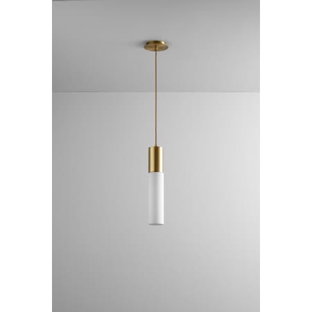 Oxygen Lighting Single Light 3-1/2" Wide Integrated LED Mini Pendant Aged Brass / Matte White Shade