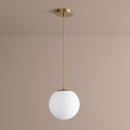 Oxygen Lighting Luna Single Light 10" Wide LED Pendant with Frosted Glass Shade Aged Brass