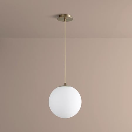 Oxygen Lighting Luna Single Light 12" Wide LED Pendant with Frosted Glass Shade Aged Brass