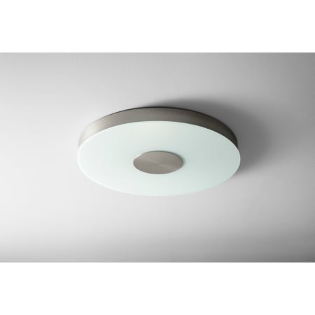 Oxygen Lighting Single Light 21" Wide Integrated LED Flush Mount Drum Ceiling Fixture Satin Nickel