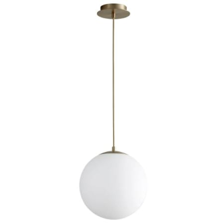 Oxygen Lighting Luna Single Light 12" Wide LED Pendant with Frosted Glass Shade Aged Brass