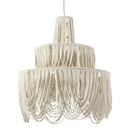 Palecek Selita 8 Light 43" Wide Beaded Ring Chandelier Off White