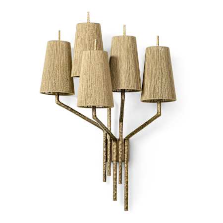 Palecek Renee 5 Light 41" Tall Wall Sconce Antique Brass