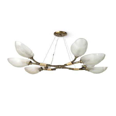Palecek Terrence 8 Light 50" Wide Linear Chandelier Brass