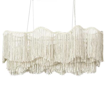 Palecek Elena 6 Light 55" Wide Beaded Linear Chandelier Brushed Nickel