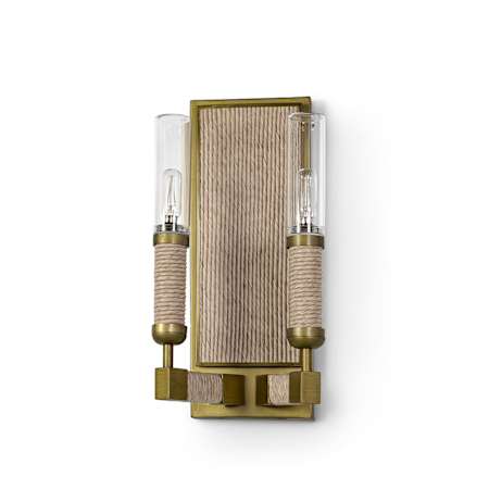 Palecek All Wet Rated Lighting 2 Light 16" Tall Outdoor Wall Sconce Brass