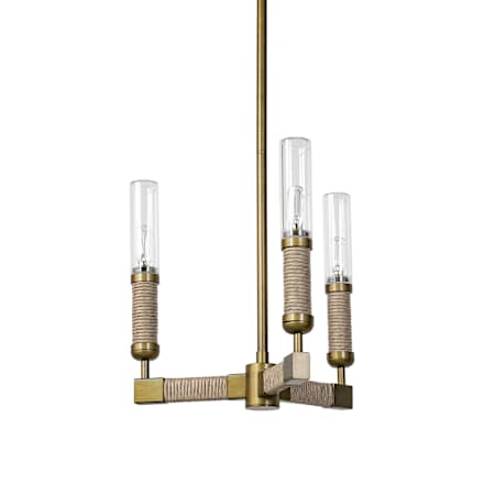 Palecek Carolina 3 Light 17" Wide Outdoor Chandelier Brass