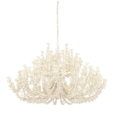Palecek Seychelles 5 Light 44" Wide Beaded Chandelier Off White