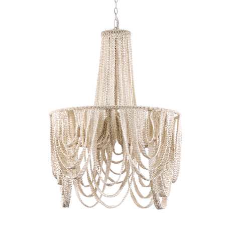 Palecek Selita 4 Light 27" Wide Beaded Ring Chandelier Off White