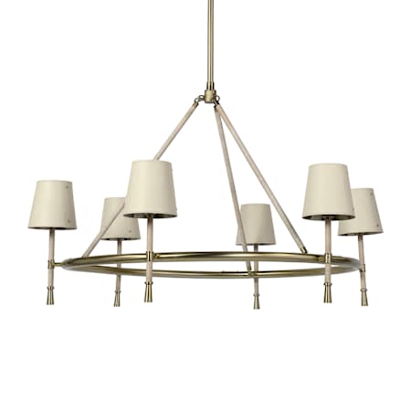 Palecek Hendrick 6 Light 43" Wide Ring Chandelier Brass