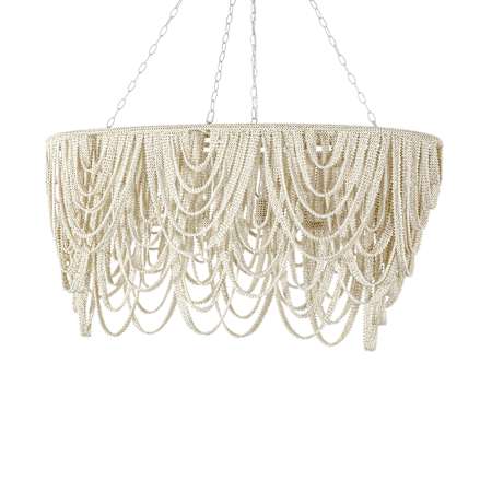 Palecek Selita 4 Light 49" Wide Beaded Ring Chandelier Off White