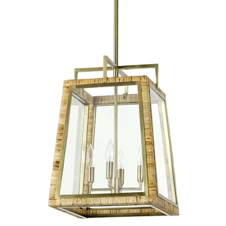 Palecek Watson 4 Light 15" Wide Pendant Antique Brass