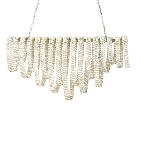 Palecek Raya 3 Light 51" Wide Beaded Linear Chandelier Cream