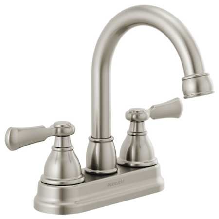 Peerless Elmhurst 1 GPM Centerset Bathroom Faucet with Push Pop-Up Drain Assembly Brilliance Brushed Nickel