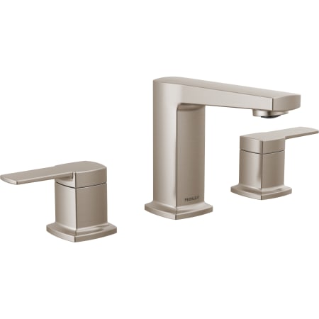 Peerless Ezra 1.0 GPM Widespread Bathroom Faucet with Push Pop-Up Drain Assembly Brushed Nickel