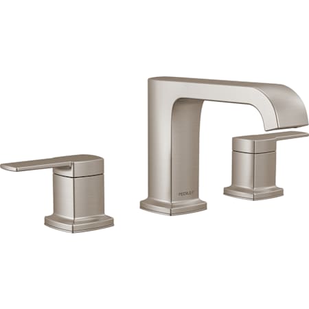 Peerless Ezra 1 GPM Widespread Bathroom Faucet with Push Pop-Up Drain Assembly Brushed Nickel