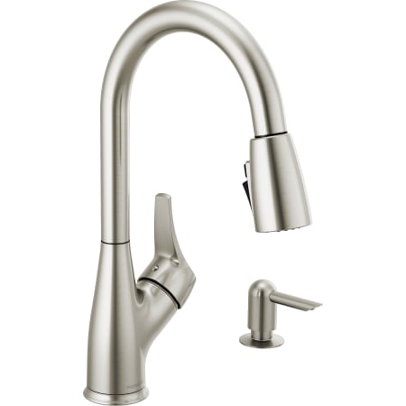 Peerless 1.5 GPM Single Hole Pull Down Kitchen Faucet - Includes Escutcheon and Soap Dispenser - Lifetime Limited Warranty Brilliance Stainless