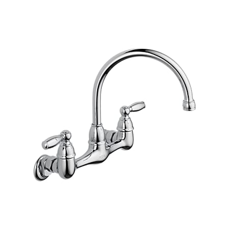 Peerless 1.8 GPM Wall Mounted Kitchen Faucet with Double Ergonomic Blade Handles - Lifetime Limited Warranty Chrome