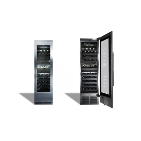 Perlick 24 Inch Wide 86 Bottle Capacity Built-In Wine Cooler with Right Hinge Panel Ready Framed Glass