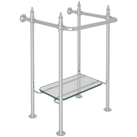 Perrin and Rowe 23" Brass Console Base for Bathroom Sink - Includes Glass Shelf Polished Chrome
