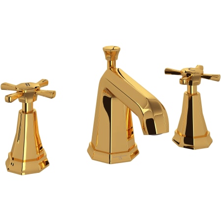 Perrin and Rowe Deco 1.2 GPM Widespread Bathroom Faucet with Pop-Up Drain Assembly English Gold