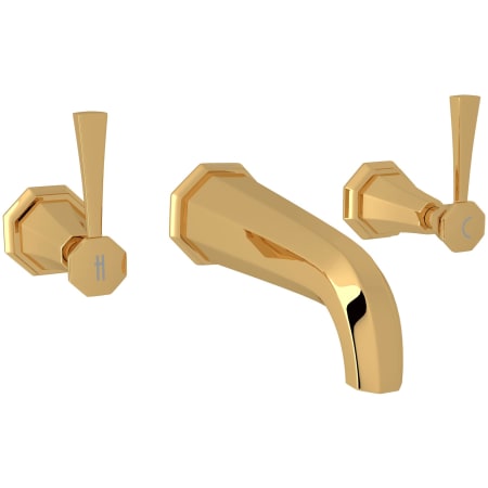 Perrin and Rowe Deco 1.2 GPM Wall Mounted Widespread Bathroom Faucet English Gold