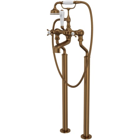 Perrin and Rowe Edwardian Floor Mounted Tub Filler with Built-In Diverter - Includes Hand Shower English Bronze