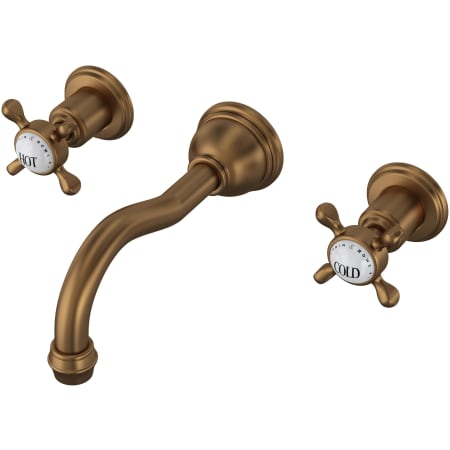 Perrin and Rowe Edwardian 1.2 GPM Wall Mounted Widespread Bathroom Faucet with Column Spout English Bronze