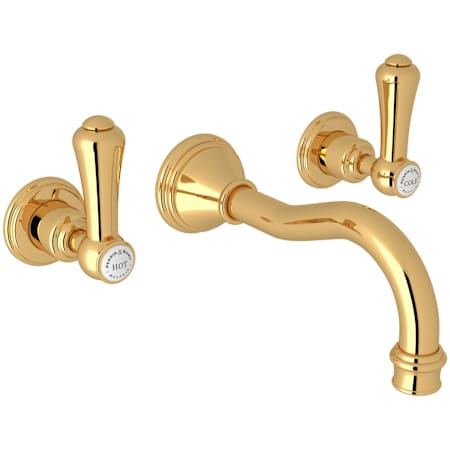 Perrin and Rowe Georgian Era 1.2 GPM Wall Mounted Widespread Bathroom Faucet English Gold