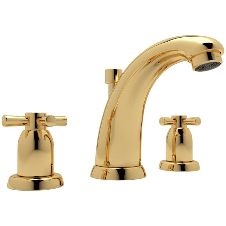 Perrin and Rowe Holborn 1.2 GPM Widespread Bathroom Faucet with Pop-Up Drain Assembly English Gold