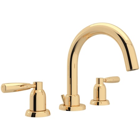 Perrin and Rowe Holborn 1.2 GPM Widespread Bathroom Faucet with Pop-Up Drain Assembly English Gold