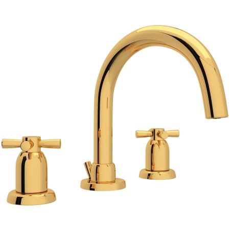 Perrin and Rowe Holborn 1.2 GPM Widespread Bathroom Faucet with Pop-Up Drain Assembly English Gold