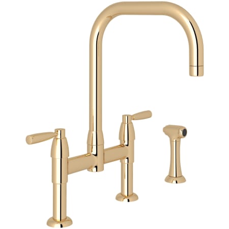 Perrin and Rowe Holborn 1.5 GPM Widespread Bridge Kitchen Faucet - Includes Side Spray English Gold