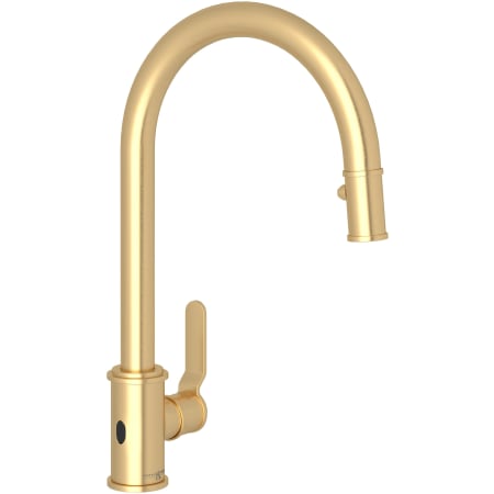 Perrin and Rowe Armstrong 1.8 GPM Touchless Single Hole Pull Down Kitchen Faucet Satin English Gold